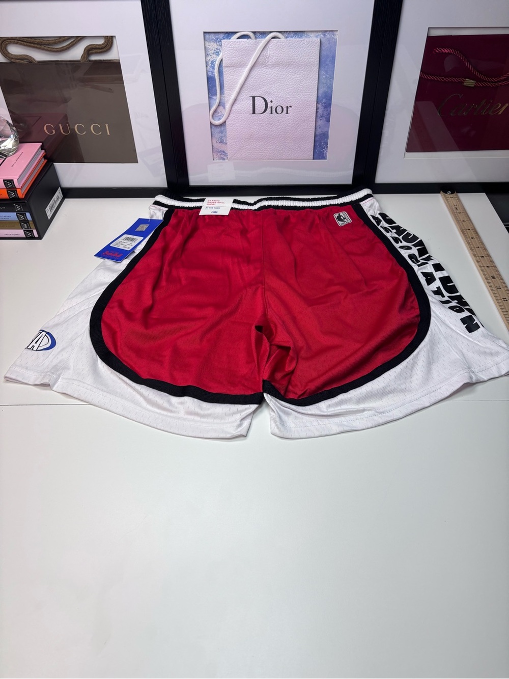 NBA Red and White Athletic Basketball Shorts with Black Trim NWT Size M